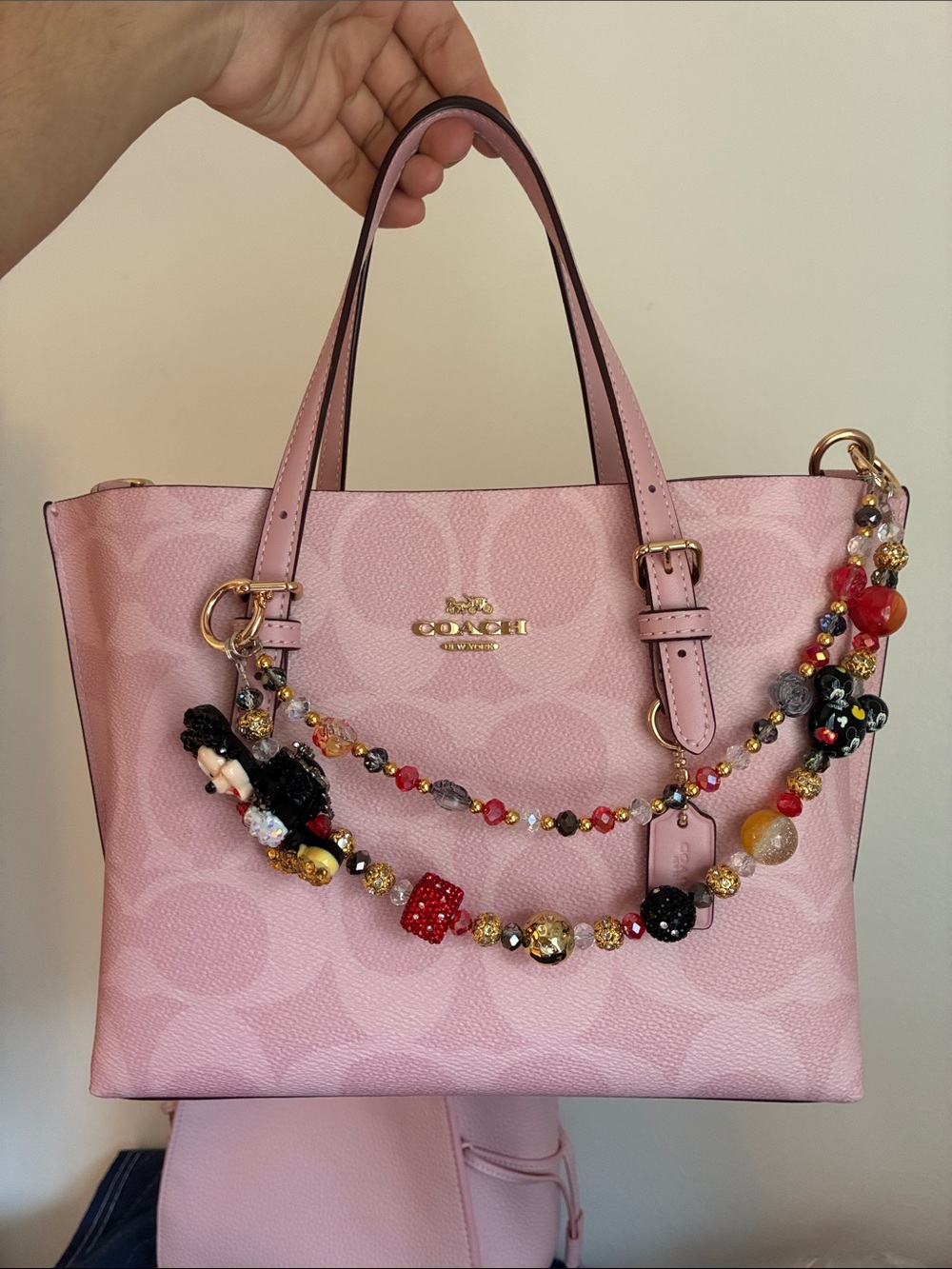 Sparkling Rhinestone Mickey Charm Beaded Bag Chain